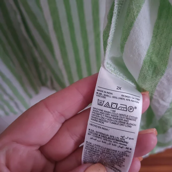 Striped Pink and Green Old Navy Linen - Picture 3 of 8